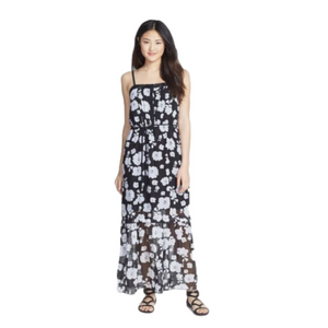 Kensie Black and White Floral Spaghetti Strap Sundress Long Maxi Dress Size M